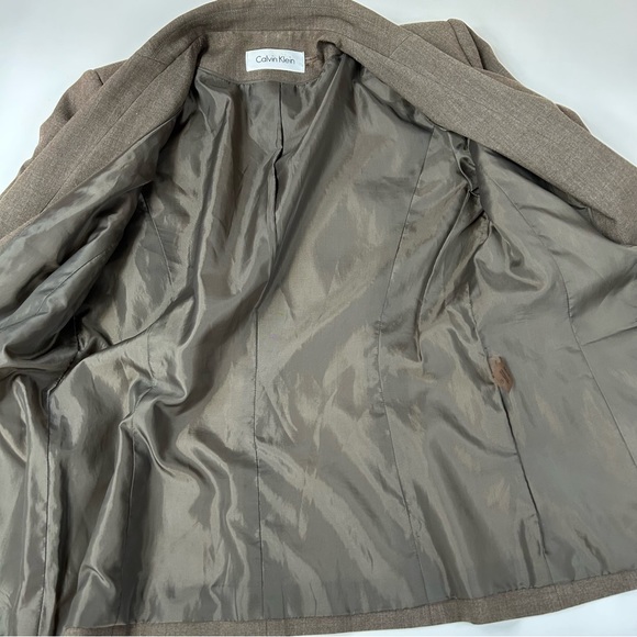 Calvin Klein Womens Casual Business Blazer Size 6 Brown Shoulder Pads #0494 - Picture 7 of 10